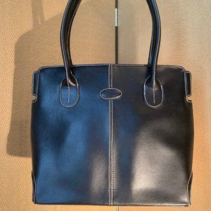 Tod's Satchel Handbag Black Leather EPO